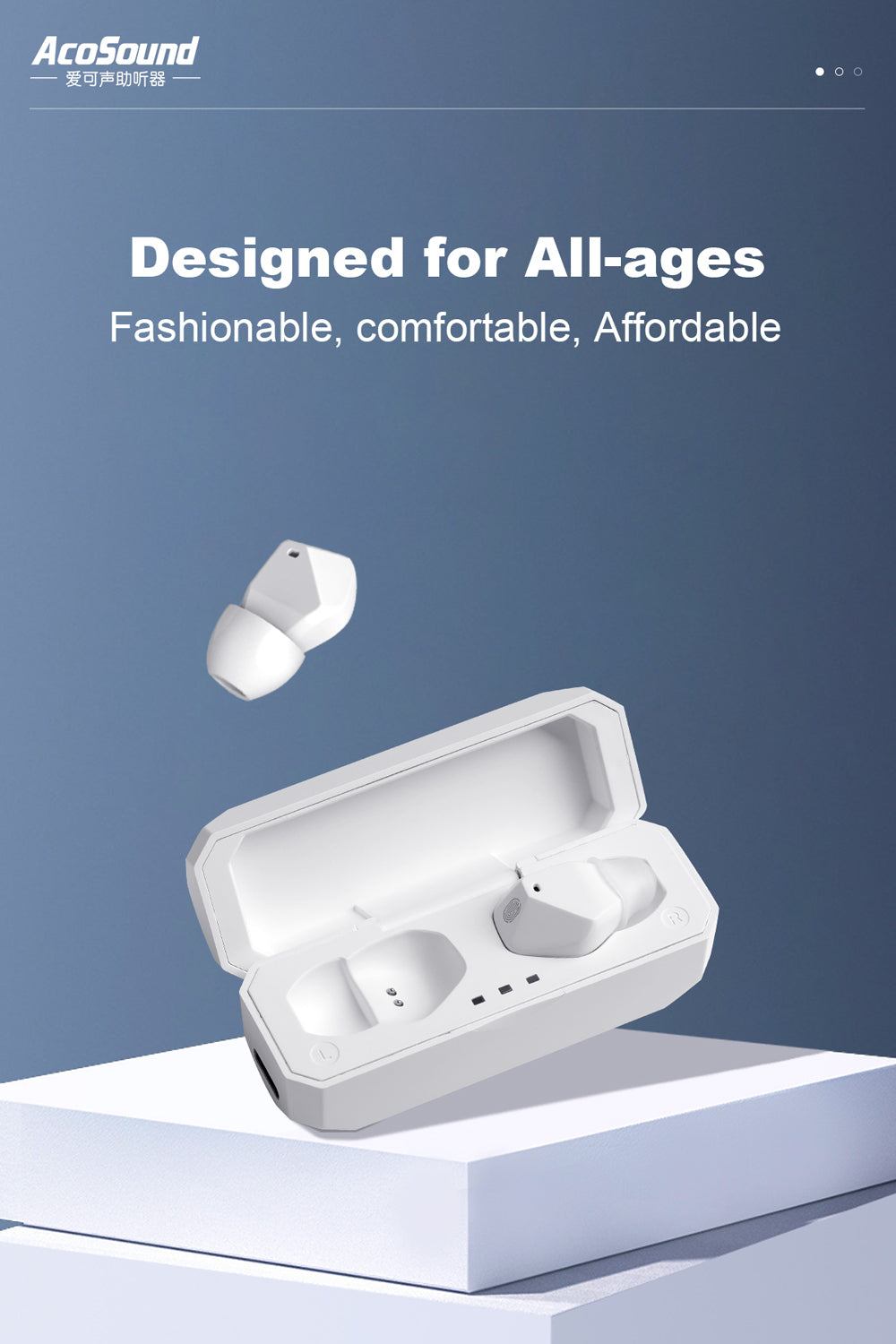 AcoSound Rechargeable Hearing Aids for Young Adults